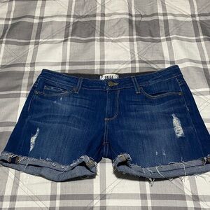 PAIGE Jimmy Jimmy Women's Distressed Dark Blue Jean Shorts Size 27